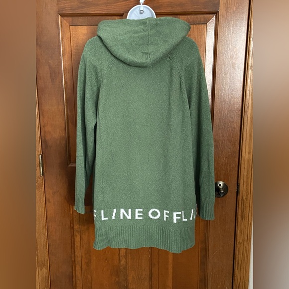 OFFLINE By Aerie Green Floral Rose Print Sweater Hoodie Size Medium - Picture 7 of 14